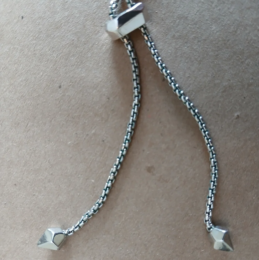 Kendra Scott Reid Silver Necklace with Light Blue Pendant Adjustable Length - Picture 4 of 5